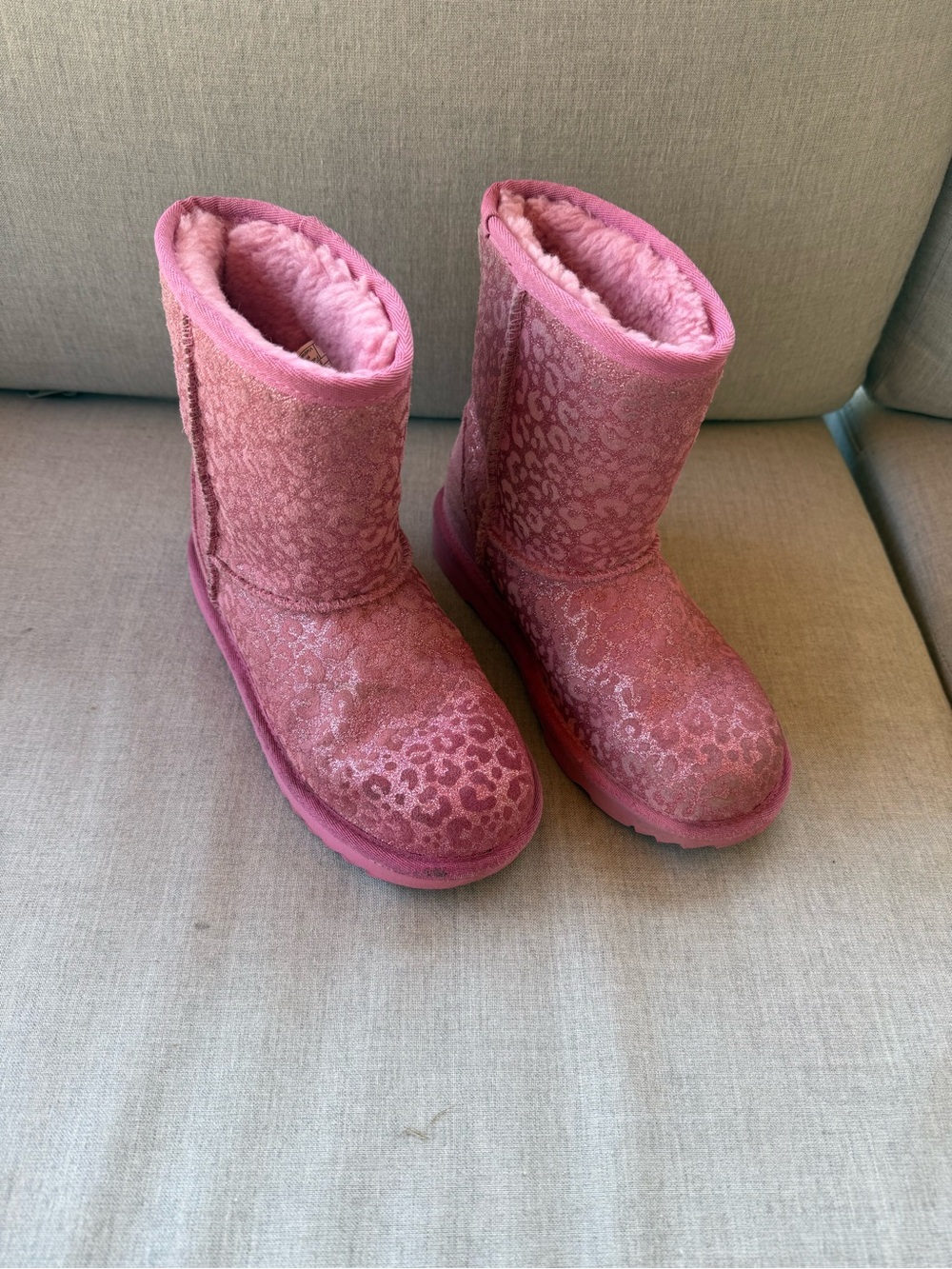 UGG Kids Pink Leopard Print Classic II Boots